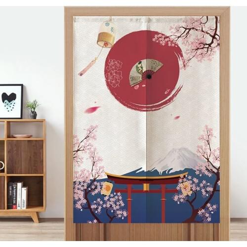 Japanese Cherry Door Curtain Partition Curtain Kitchen Bedroom Half Curtain Noren Entrance Feng Shui Door Curtain