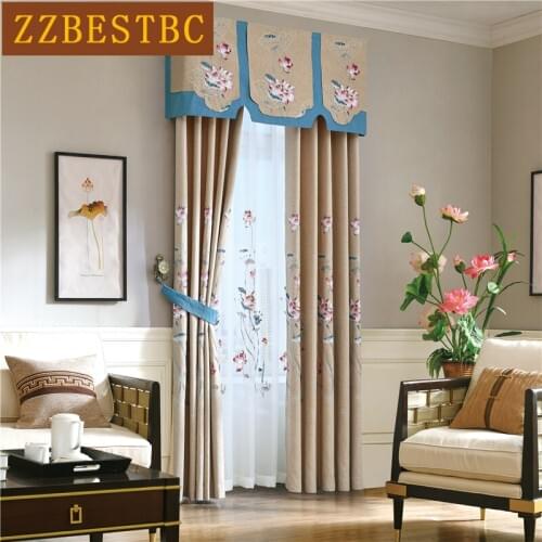 High quality modern minimalist embroidered blackout living room curtains with luxurious Voile Curtain for bedroom hotel Kitchen