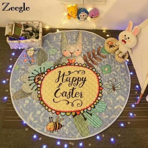 Zeegle Round Carpet For Living Room Kids Bedroom Rugs Anti-slip Baby Room Play Mats Carpet For Children Computer Chair Floor Mat
