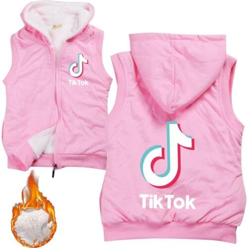TIK TOK Kids Vest Childrens Girls Vest Hooded Jacket Winter Autumn Waistcoats for Boy Baby Outerwear Coats Big girl clothes