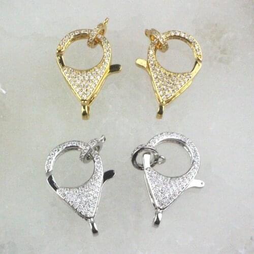 18*28mm 10pcs/lot Good quality colorful cz clasp,plated cubic zircon charm,closure bracelet/necklace component wholesale