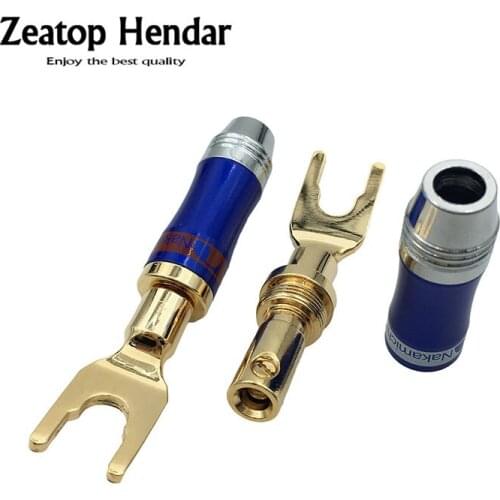 20Pcs Gold Plated Nakamichi Brass Y Banana U Type Screw Spade Speaker Plugs Audio Fork Connector Adapter