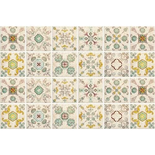 24pcs Mexican Backsplash Tile Stickers Peel Stick Floor Staircase Decals Waterproof Removable Wall Murals for Bathroom