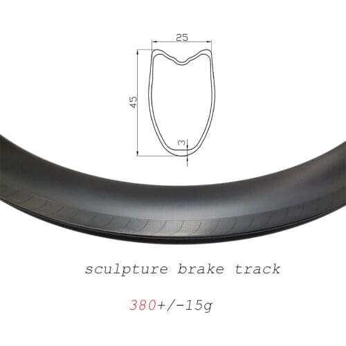 380g 45mm road bike carbon rims 700C Tubular sculpture brake track 25mm wide rim brake road wheels 16H 18H 20H 21H 24H 28H 32H