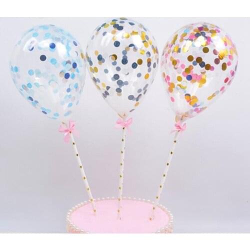 5 inch Rose Gold Multi Confetti Balloon Cake Toppers Mini Latex Balloon Craft for Cake Toppers Birthday Cake Wedding Decoration