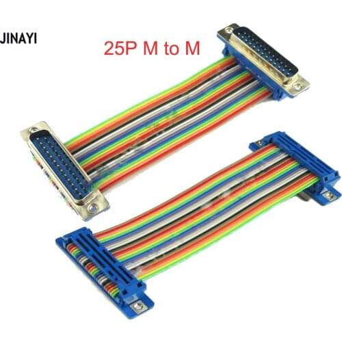 5pcs 25 Pin DB25 Ribbon Flat Cable RS232 DB25 Male Female DIDC DR25 COM Connector Adapter Cable 50cm