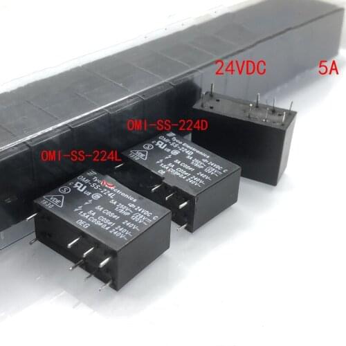 5PCS/LOT New Relay Type OMI-SS-224L OMI-SS-224D Double Open Double Close 5A 24 VDC 8-pin