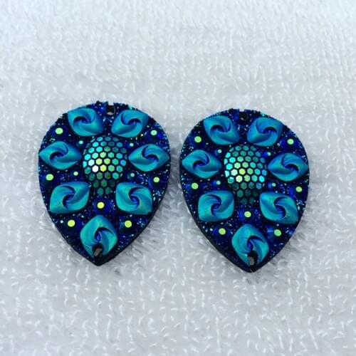 6PCS AB Resin Drop Sew On Rhinestone Crystals Stones Strass buttons 2 holes 30*40mm -T080