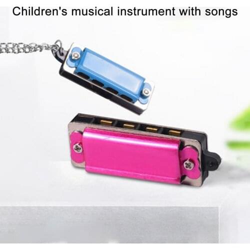 8 Tone 4 Holes Mini Harmonic Pendant Metal Musical Instrument Toys Harmonica Pendant for Gift
