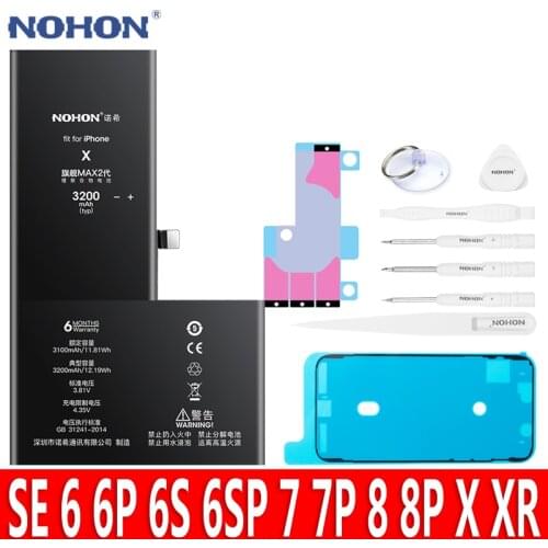NOHON Battery For iPhone X XR 8 7 6S 6 Plus SE 2020 SE2 8Plus 7Plus iPhoneX Replacement Lithium Polymer Bateria High Capacity