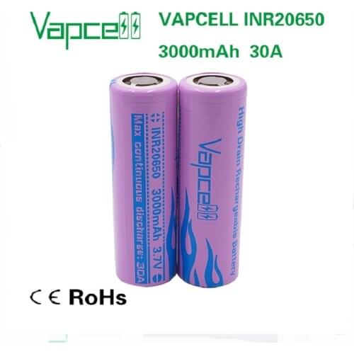Free shipping Original VapCell INR20650 3000mah 30A rewrap 20650 HG6 high discharge batteries 3.7V rechargeable li lon battery