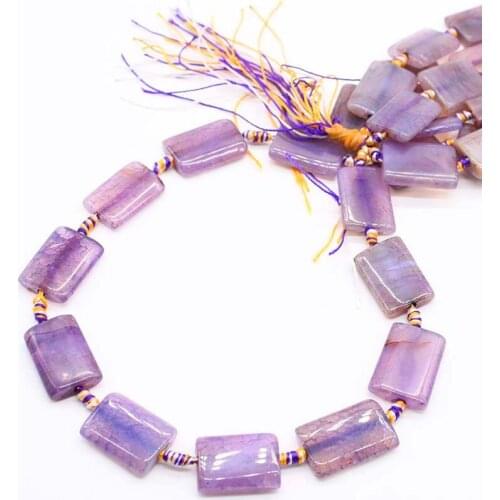 1 strands/lot 41mm Natural purple rectangular Agates smooth stone beads For DIY Necklace Bracelets Jewelry Making 15"