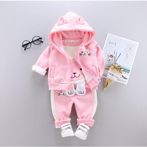 Children New Boys Clothing Set Autumn Winter 3 Piece Sets Hooded Coat Suits Fall Cotton Kids Baby Boys Clothes Set 1 2 3 4 Years