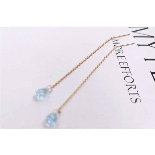DAIMI Blue Topaz Long Earrings Gemstones 14K Gold Filled Earrings For Women Gift