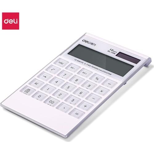 Deli Dual Power 12 Digits Electronic Calculator Widescreen Display Calculators Portable Home Office School Accounting Tools