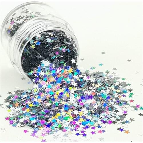 Laser Silver Sequin Ultrathin Star Heart Flower Shape Nails Glitter Sequins for Diy Nail Art Body Art Painting Decoration 8g