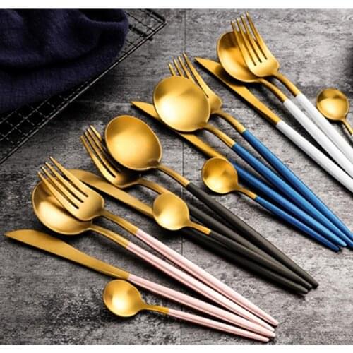 New Stainless Steel Cutlery Spoon Set Western Restaurant Steak Knife Fork Spoon Cutlery Knives Forks Spoons Wester Dinner Set