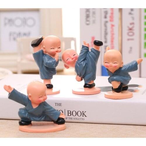 New 4pcs/set Monk Figurines Car Decoration Crafts,Car Ornament Buddha Boy Accessories Home Decor Kungfu Monks Figure