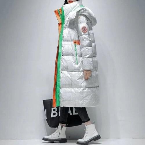 Newest Long Down Jacket Women Hooded Loose Parkas 2021 Winter Thick Warm Outerwear Female Bling White Down Coat Parkas Mujer