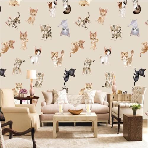 Wallpapers Youman Customize Animal Wallpaper Cartoon Kitten 3d Wall Paper Environment Friendly Kitchen TV Background Wallpaper