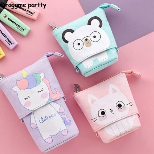 Variable Retractable Pen Holder Canvas Cute Multifunctional Stationery Bag Unicorn Pen Case School Supplies
