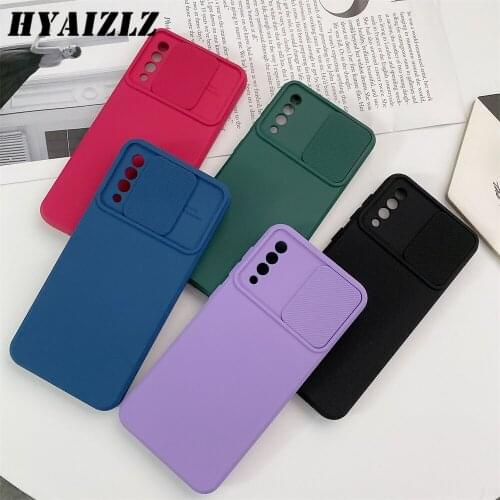 Silicone Case for Galaxy A52 A72 A32 A12 A50 A51 A71 A42 5G A21S A11 S21 Ultra S20 FE Slide Camera Lens Protection Phone Cover