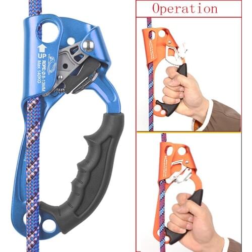 Rock Climbing Mountaineering Arborist Hand Ascender Rappelling Gear Device Clamp Equipment for 8-12mm Rope