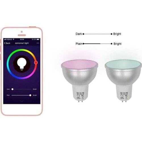 Smart WiFi Light Bulb 5W GU10 RGB Magic Light Bulb Lamp Cup Wake-Up Lights Compatible With Alexa And Google Assistant