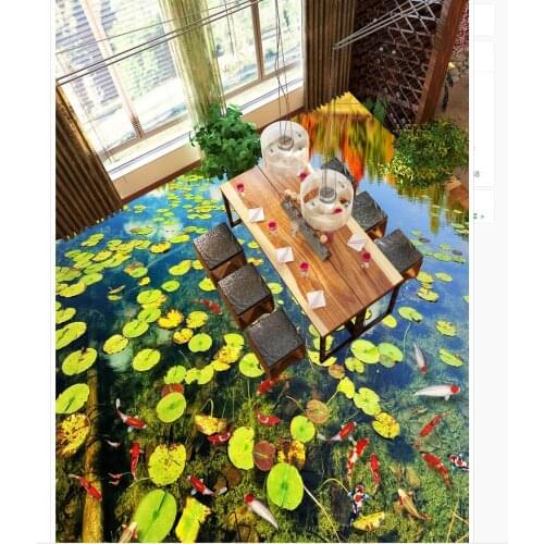 Pond duckweed clear water bathroom bathroom bedroom 3d flooring pvc wallpaper 3d waterproof floor