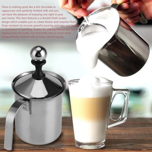 Stainless Steel Milk Frother Double Mesh Milk Creamer Manual Milk Frother Coffee Mixer Coffee Milk Tea Foaming Tools