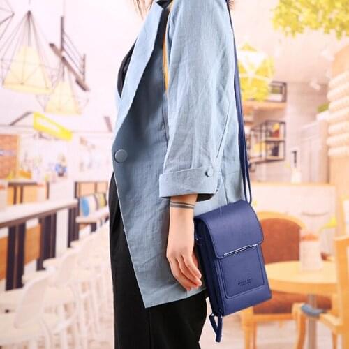 Women Mini Shoulder Bag Ladies Small Messenger Bags Touch Screen Phone Pocket PU Leather New Wallet Crossbody Card Purse