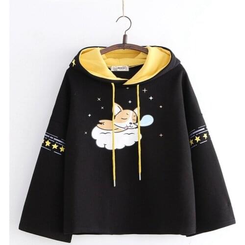 Cute Autumn Hoodies Streetwear Women Japanese Harajuku Sweatshirt Kawaii Female Tops Shirt Loose Chinese Swearshirt Girls FF2299