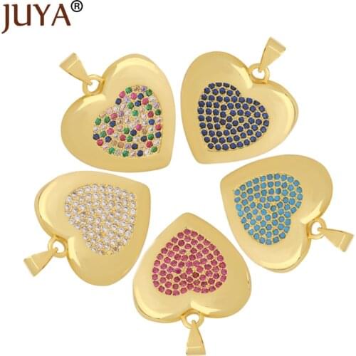 JUYA Cubic Zirconia Charms Trendy Heart Shape Charms Pendants for Jewelry Making DIY Woman Necklace Hand Made Accessories