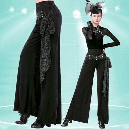 Latin Dance Practice Pants WomenS New Ballroom Dance Costumes Trousers Flares Pants Female Waltz Tango Dance Clothing DWY3223