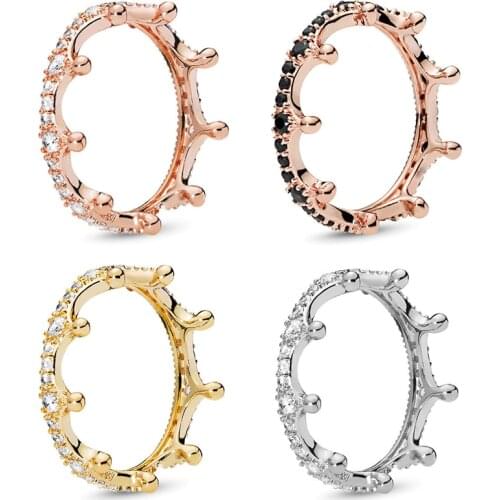 BAOPON Fashion Rose Gold Silver Color Fine Rings Noble Crown Finger Rings for Women Wife Wedding Engagement Jewelry 2019 New