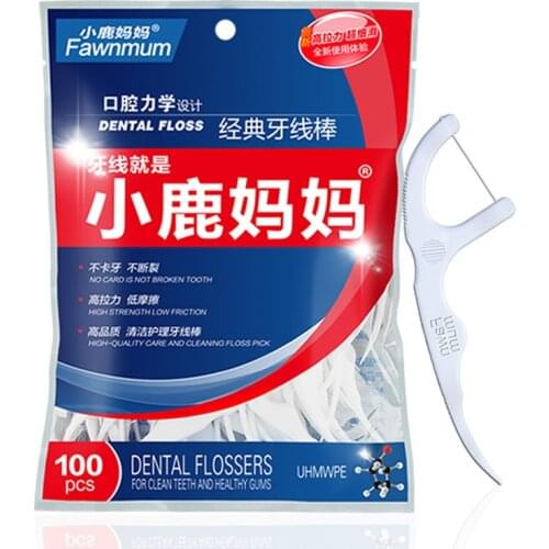 FAWN MUM Teeth Whitening Dental Floss Sticks 100 Pieces Dental Floss Pick Toothpicks With Floss Teeth Cleaning Dental Flosser