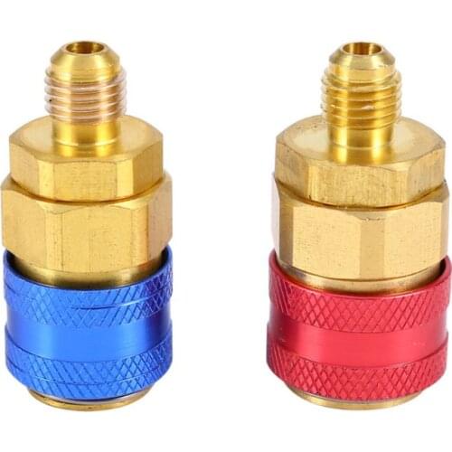 1 Pair Freon R134A H/L Car Quick Coupler Brass Adapters Air Conditioning Refrigerant Adjustable AC Manifold Gauge