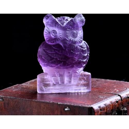 1PC natural fluorite owl crystal mineral jewelry wisdom happiness bird family home decoration study decoration DIY gift
