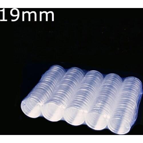 100PCS 19MM Clear Plastic Protector Round Capsules Containers case capsule For Token Board Game Coin Collection Holder Boxes