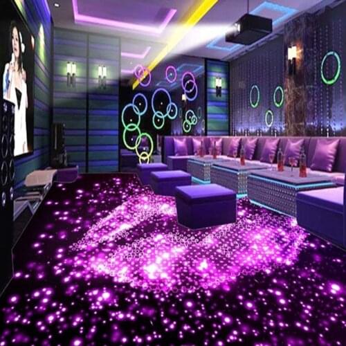 Custom Large 3D Floor Mural KTV Bar Clubs Glitter Wallpaper Wear Non-slip Waterproof Self-adhesive 3D Floor Tiles PVC Wallpaper