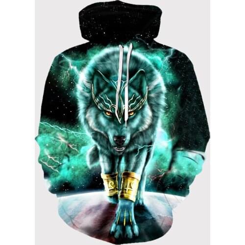 3D Hoodie Wolf in Mens hoodies and Womens Brand Casual Sweatshirt 3d Animal Wolf Print Hoodie 2019 new Jacket with hat 6xl