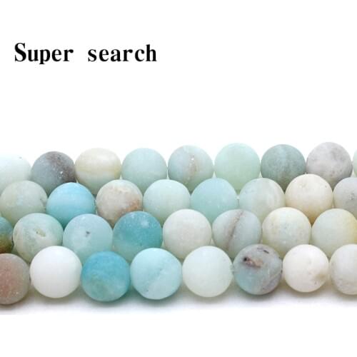 Natural Dull Polish Matte Amazon Stone Beads Round Loose Spacer Bead For Jewelry Making 4/6/8/10/12mm 15'' DIY Bracelet
