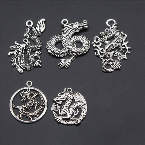 5pcs Dragon Charms Pendant Chinese Dragon Pendant Charms Noble Dragon Jewelry Finding Pendant Jewelry Making