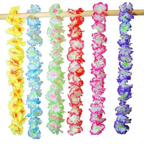 50pcs/lot Hawaiian Leis Garland Artificial Necklace Hawaii Flowers Leis Beach Fun Wreath Party Supplies DIY Gift Decoration