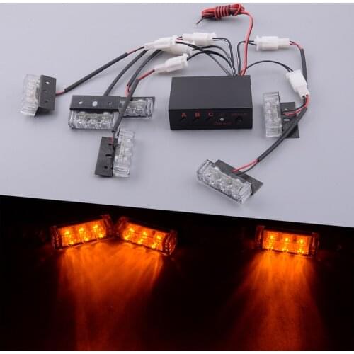 6pcs 12V LED Car Truck Recovery Breakdown Grill Bar Flashing Strobe Light Warning Lamp