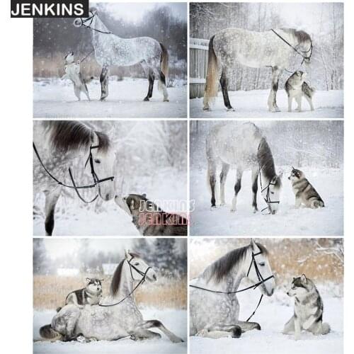 5D DIY Diamond Painting Live Dog And White Horse Decorative Canvas Paintings In Bedroom Personalized Puzzle Gift Home Wall Decor