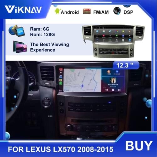 12.3 inch Android System Car Radio For LEXUS LX570 2008-2015 Gps Navigation Multimedia Player Audio Auto 128GB Head Unit 2 din