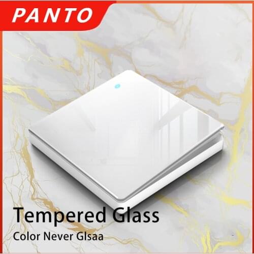 Panto White Wall Light Switch 2 Groups 2 Way Power Button LED Light Bar Lighting Switch Crystal Glass 10A 220V