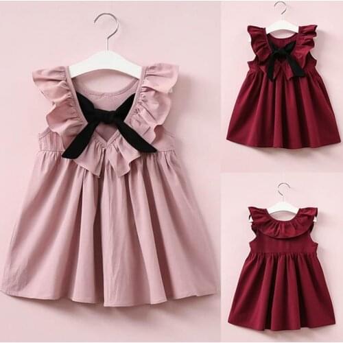 2020Summer New Girl Korean Version Bow Tie Ear Dress Childrens Sweet A Character