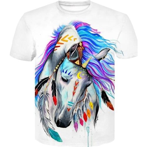 Personality unicorn Men Women Short Sleeves T-Shirts funny horse graphic t shirt 3D printed harajuku T-Shirt summer plus size